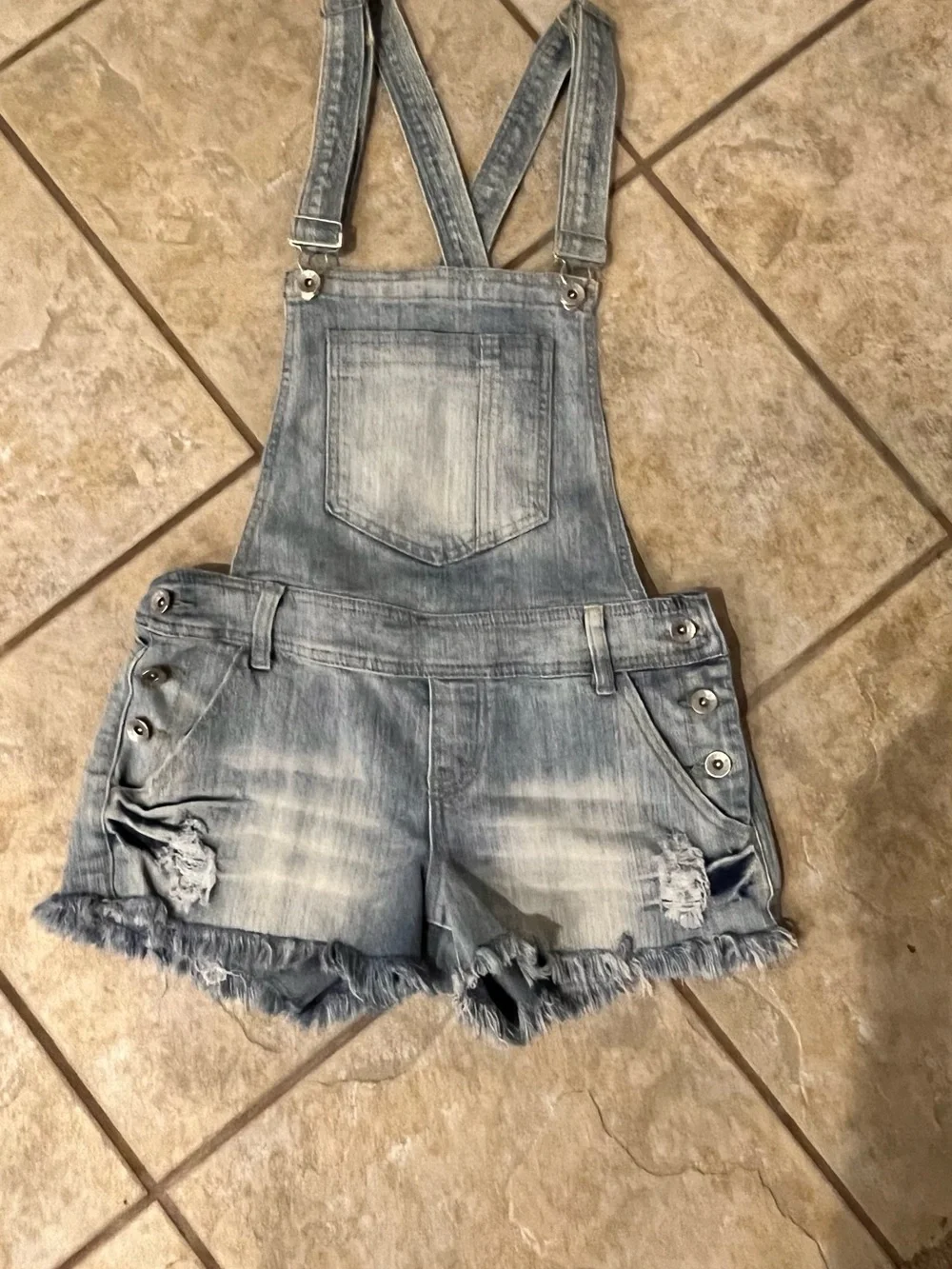Light Wash Denim Short Overalls